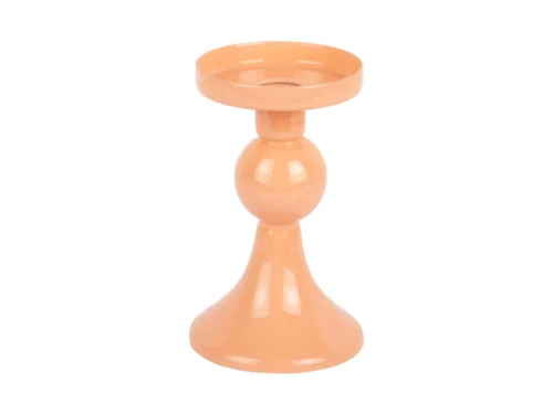 Kandelaar Zauty oranje H15 cm, speelse glanzende woonaccessoire voor diner- en stompkaarsen