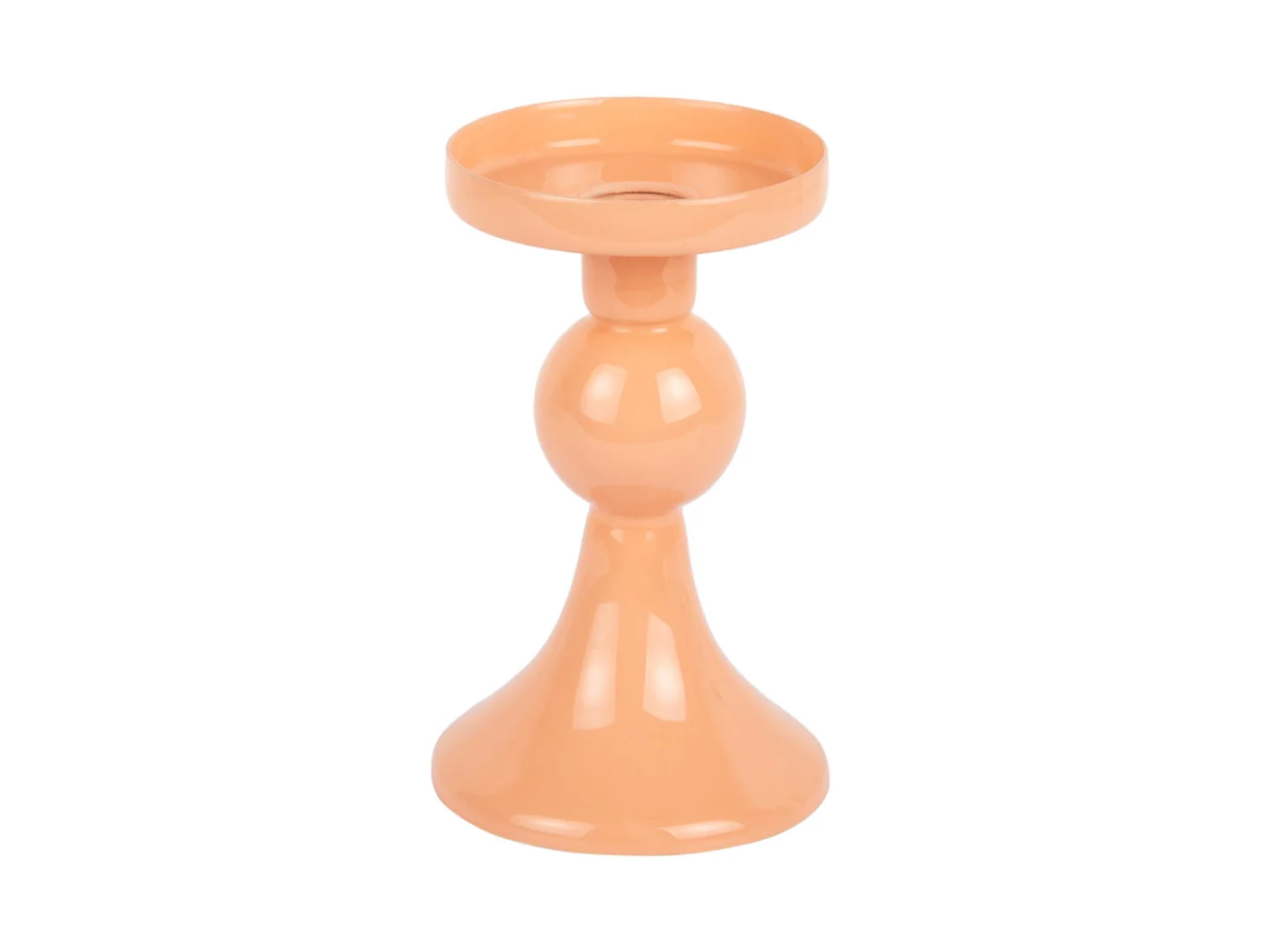 Kandelaar Zauty oranje H15 cm, speelse glanzende woonaccessoire voor diner- en stompkaarsen