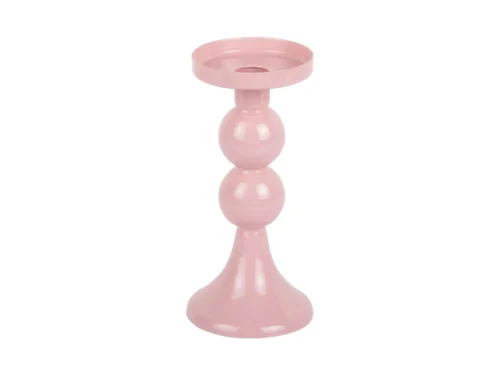 Kandelaar Skaurak zacht roze 20 cm, glanzend design voor diner- of stompkaarsen