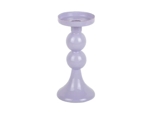 Kandelaar Salzburg zacht paars H20 cm met trendy bolvormig design en glanzende afwerking