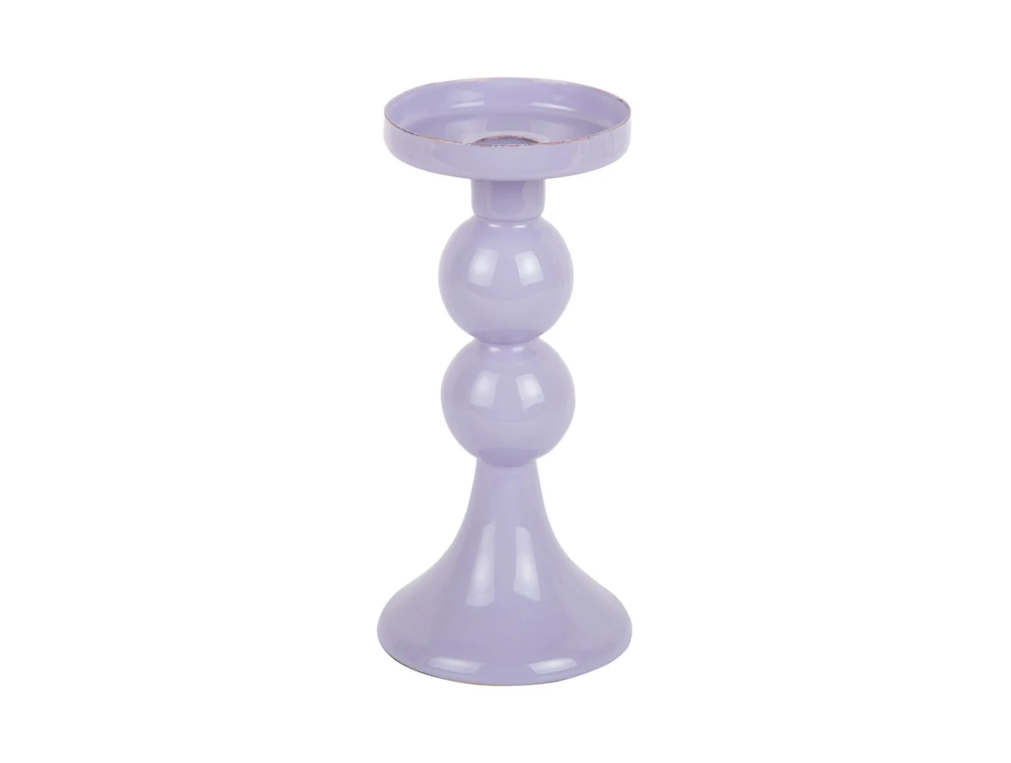 Kandelaar Salzburg zacht paars H20 cm met trendy bolvormig design en glanzende afwerking