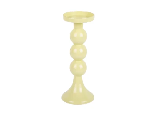 Kandelaar Lhasa zacht geel H23 cm met speels bubbelontwerp en brede voet, sfeervol woonaccessoire