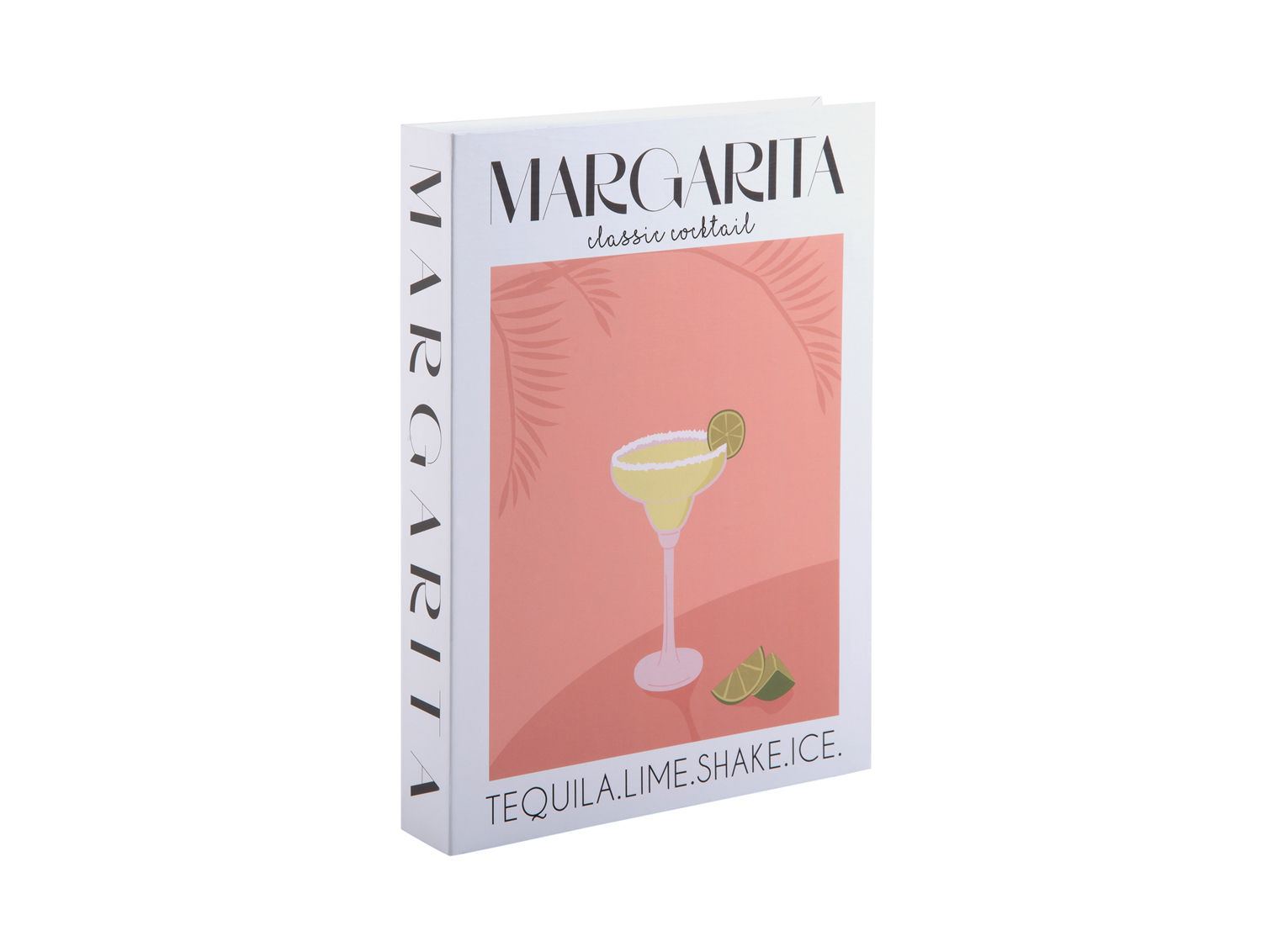 Bijzettafel Dakik Oranje in margarita-design, compact boekvorm woonaccessoire met cocktailprint en oranje accent