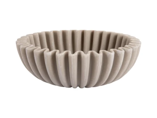 Schaal Ruurlo polyresin lichtgrijs met ribbelvorm, decoratieve woonaccessoire voor fruit of snacks