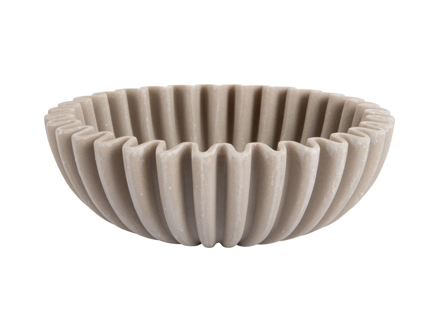 Schaal Ruurlo polyresin lichtgrijs met ribbelvorm, decoratieve woonaccessoire voor fruit of snacks