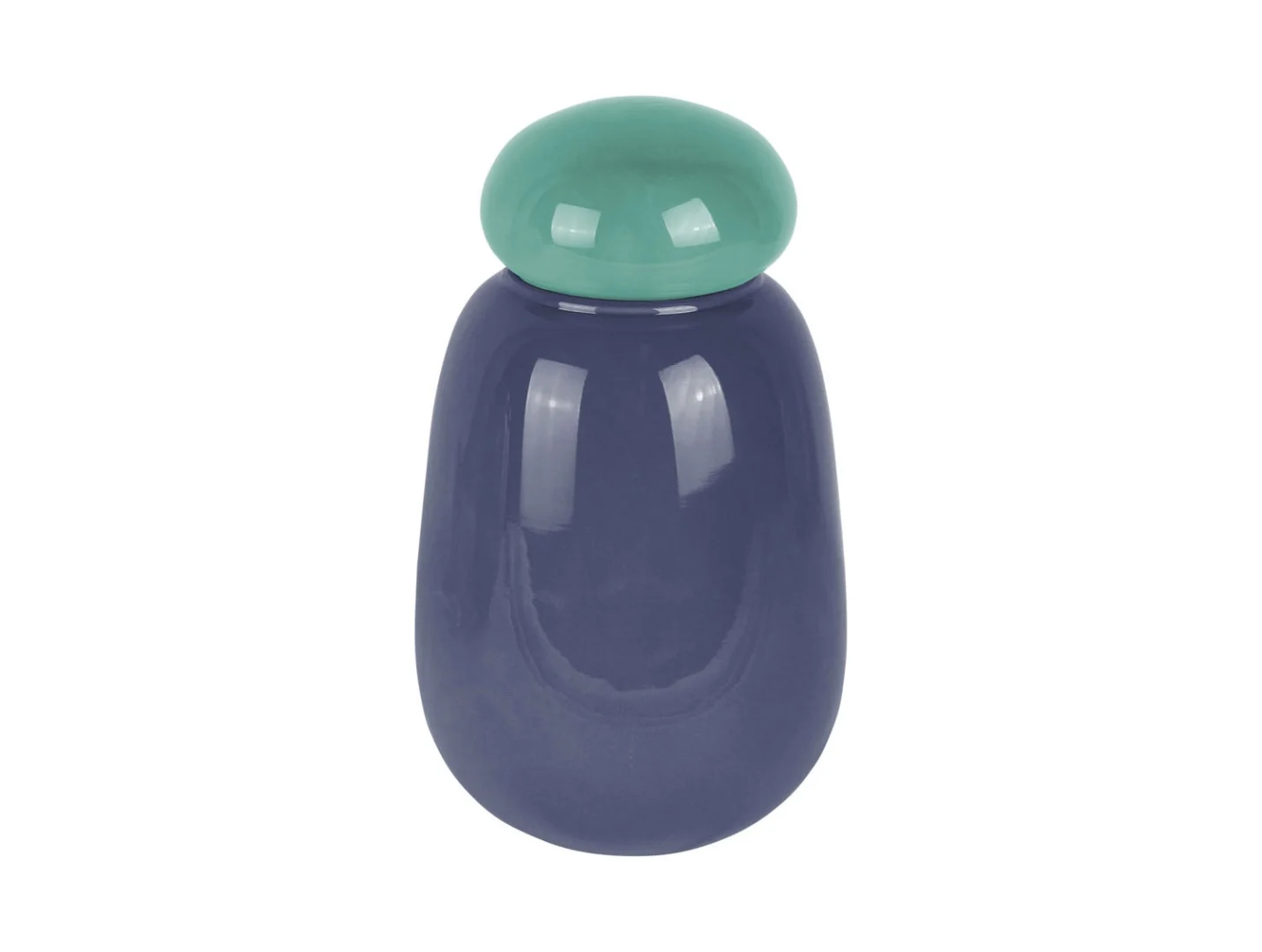 Vaas Tudonte donkerblauw met mintgroene cap, glanzend design, 22 cm hoog
