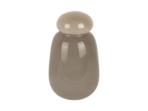 Vaas Mieldas Donkergrijs H22 cm, glanzend decoratief woonaccessoire met kap en organische vorm