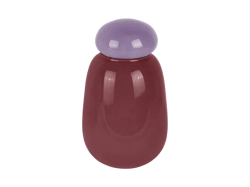 Vaas Pakon Paars H22 cm met glanzende ton-sur-ton afwerking en afneembare cap, decoratief design