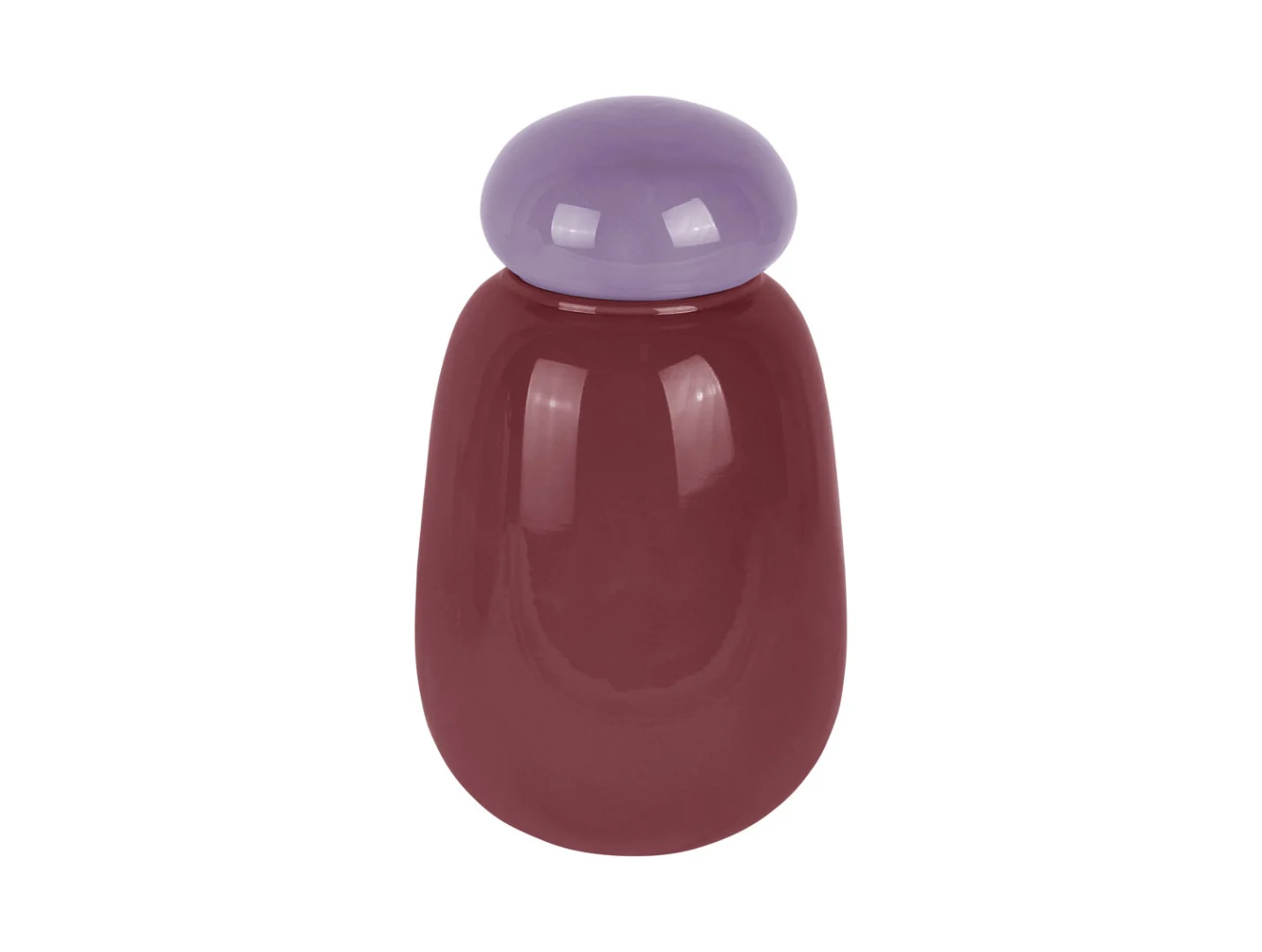 Vaas Pakon Paars H22 cm met glanzende ton-sur-ton afwerking en afneembare cap, decoratief design
