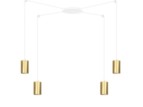Hanglamp Sirmonte Wit met vier verstelbare pendels en goudkleurige GU10-fittingen