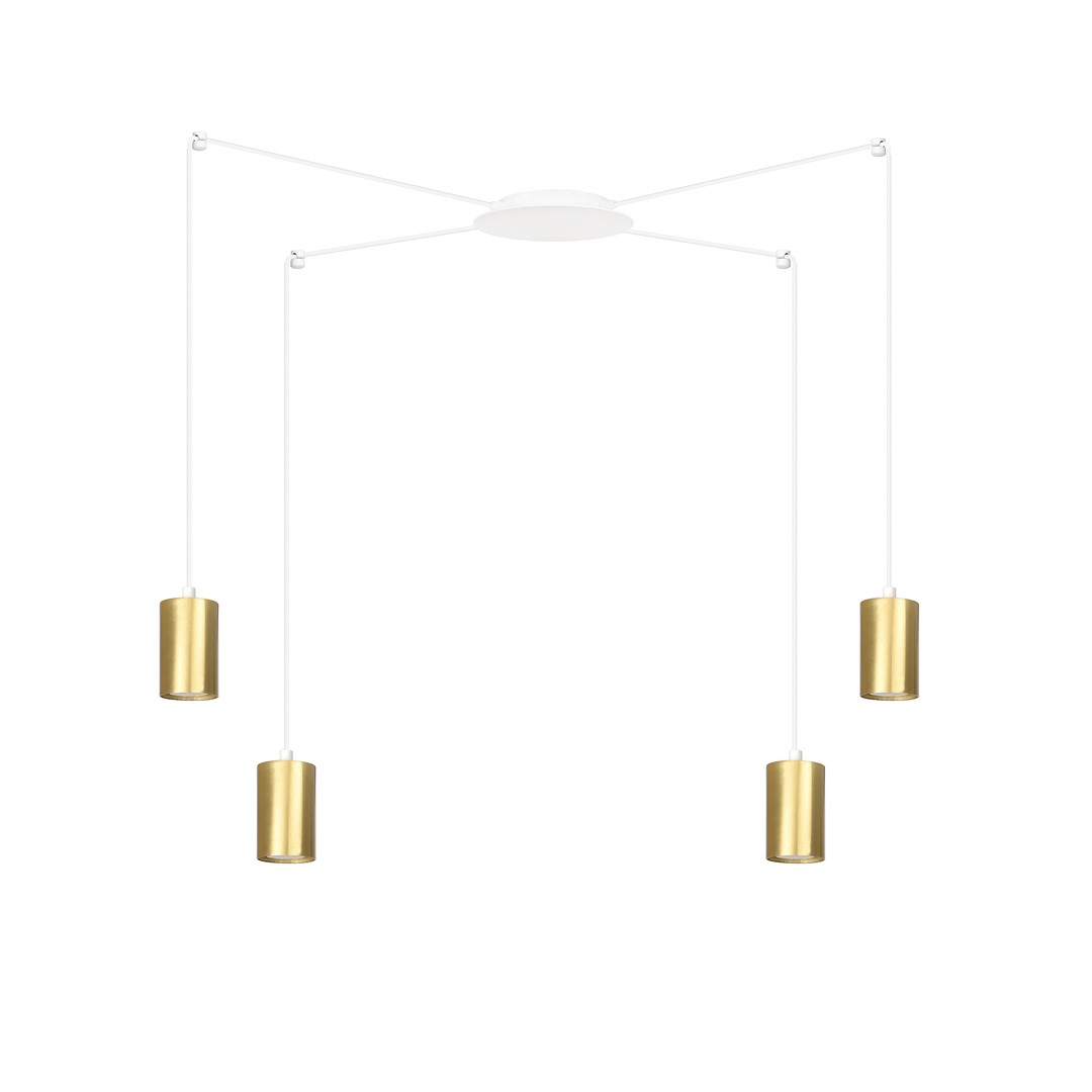 Hanglamp Sirmonte Wit met vier verstelbare pendels en goudkleurige GU10-fittingen