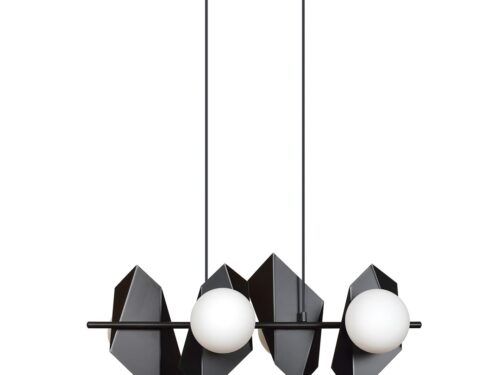 Hanglamp Birra Zwart Ø15 cm met verstelbare hoogte, zwart staal en witte glazen kappen