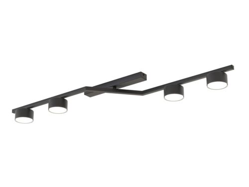 Plafondlamp Trissal Zwart, moderne zwarte staal, vier lichtpunten, strak en minimalistisch ontwerp