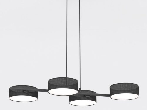 Hanglamp Sleernak Zwart Ø20 cm met 4 cilindrische kappen en verstelbare ophanging