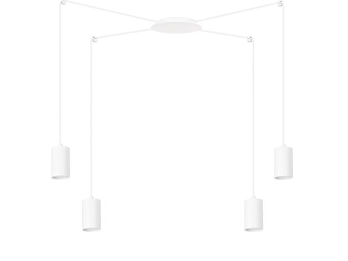 Hanglamp Kussea Wit met spider-model, vier verstelbare snoeren en strakke witte plafondlamp vorm