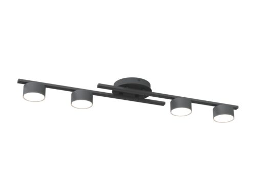 Plafondlamp Rarnu Zwart Ø8 cm met vier richtbare spots en strak, minimalistisch design
