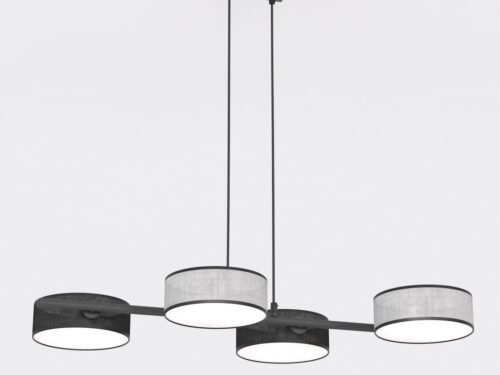 Hanglamp Mibund zwart Ø20 cm met 4 cilindrische kappen, Japandi uitstraling en verstelbare hoogte