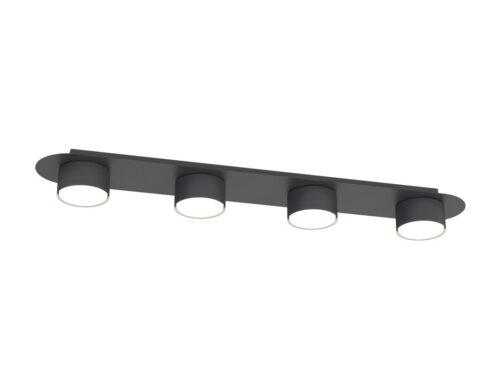 Plafondlamp Veernik Zwart met vier ronde spots en strakke gepoedercoate afwerking in modern zwart