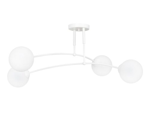 Plafondlamp Briessol wit met 4 opalen bollen en minimalistisch design, Ø15 cm