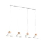 SECO Plafondlamp Stauti Wit Ø18 cm, 4 lichtpunten met wit staal en houten accenten