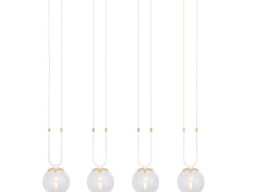 Hanglamp Carrund Wit Ø14 cm met 4 glazen bollen en verstelbare witte snoeren
