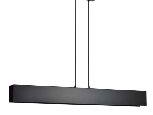 GENTOR zwarte hanglamp van gepoedercoat staal met strakke, minimalistische balk en verstelbare ophanging