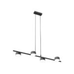 Hanglamp Broomano zwart met strakke balk, vier spots en verstelbare ophanging voor moderne verlichting