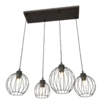 NANDO hanglamp zwart Ø24 cm met 4 verstelbare lichtpunten en industriële draadkappen