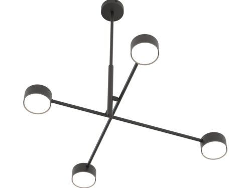 Plafondlamp Prirdaro Zwart met 4 GX53-spots en strak modern staaldesign