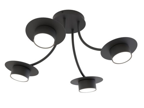 Plafondlamp Jeennone Zwart Ø14 cm, moderne zwarte LED spot met vier verstelbare lichtpunten