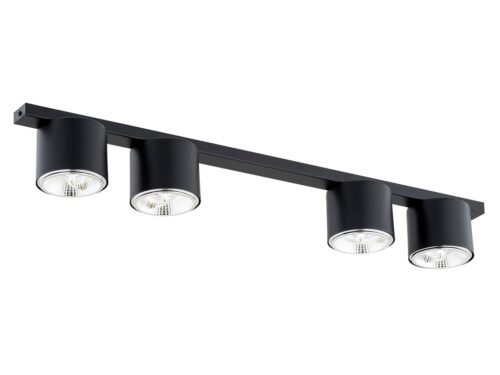 Plafondlamp Breskang Zwart met 4 draaibare GU10-spots van zwart gepoedercoat staal
