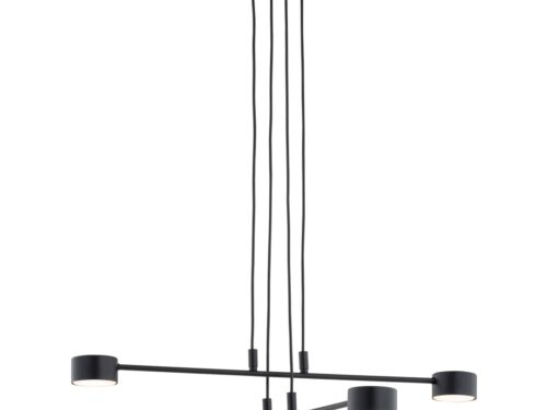 Hanglamp Skielio Zwart met vier verstelbare lichtpunten in strak Scandinavisch design en gepoedercoat staal
