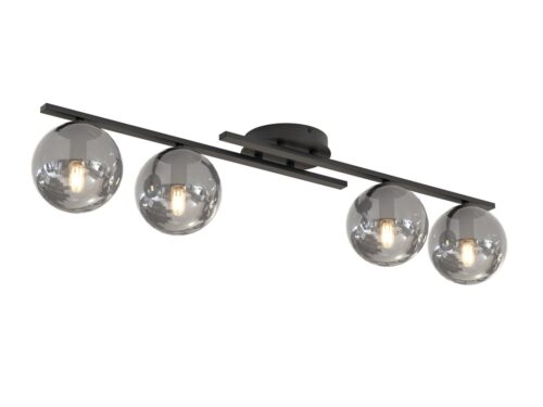 Plafondlamp Marken zwart met 4 grafietkleurige kappen en strak, modern design Ø14 cm