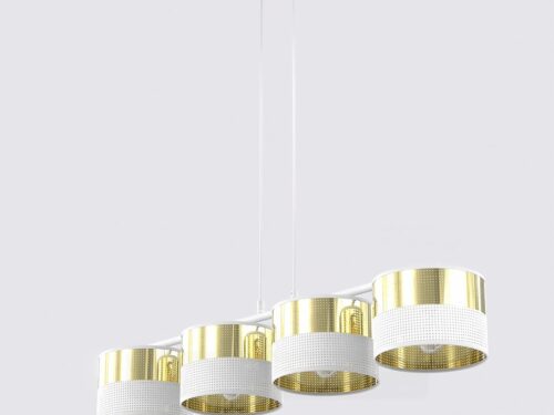Hanglamp Zintu Wit Ø20 cm met vier goud-witte verstelbare kappen in modern design