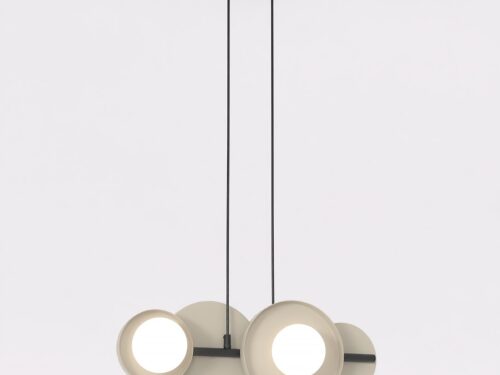 Hanglamp Meevano Wit Ø10 cm met mokkakleurig staal, 4 witte kappen en verstelbare hoogte