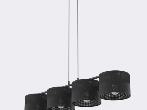 Hanglamp Daallena Zwart Ø20 cm met 4 kapjes, verstelbare hoogte en sfeervolle stalen afwerking