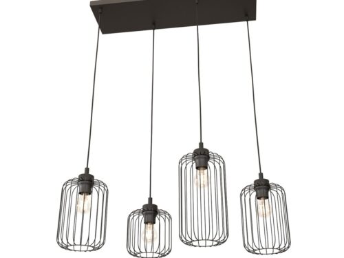 Hanglamp Laannik Zwart Ø16 cm met 4 verstelbare lichtpunten en industriële stalen kap