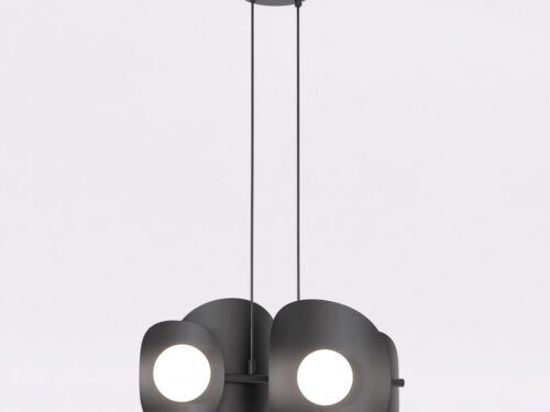 Hanglamp Govang Zwart Ø10 cm met verstelbare hoogte en vier witte kapjes