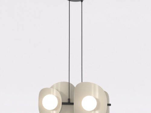 Hanglamp Daussel Wit Ø10 cm met mokka frame en witte kappen, modern en verstelbaar