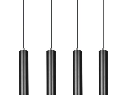 Hanglamp KIBO zwart met vier verstelbare buisvormige pendels en zilveren accenten