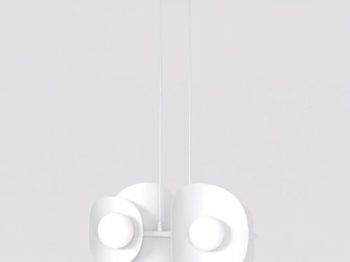 Hanglamp Fommy Wit Ø10 cm met modern sculpturaal ontwerp en vier witte lampenkappen