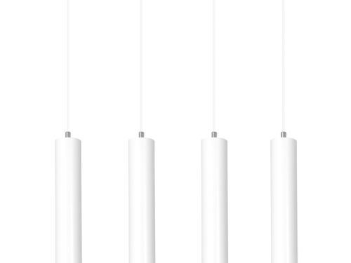 Hanglamp KIBO wit met 4 slanke pendels en zilverkleurige accenten, modern en verstelbaar in hoogte