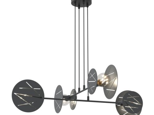 Hanglamp Goostel Zwart Ø20 cm met geometrisch design, vier lichtpunten en verstelbare hoogte