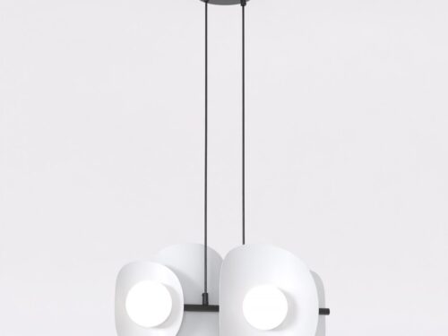 Hanglamp Cidek grijs Ø10 cm met vier witte lampenkappen en verstelbare ophanging