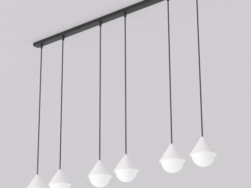 Hanglamp Slaakura Zwart Ø10 cm met 6 verstelbare pendels en moderne glazen kappen