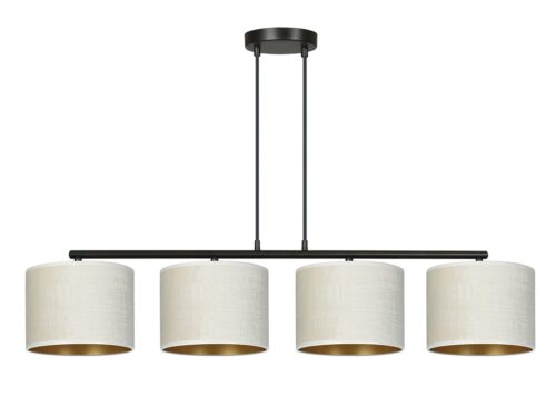 Hanglamp Valter Zwart Ø20 cm met 4 witte stoffen kappen en verstelbare ophanging