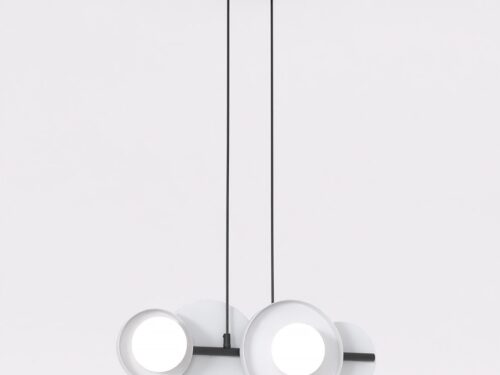 Hanglamp Stusia Grijs Ø10 cm met vier verstelbare lichtpunten en witte lampenkappen