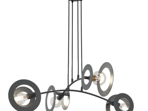 Hanglamp Tildoro Zwart Ø20 cm met 4 ringen, verstelbare hoogte en 4 E27-fittingen
