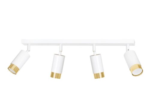 Plafondlamp Brooltane wit en goud met vier verstelbare GU10-spots in modern stalen ontwerp