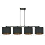 Hanglamp Trerdor Zwart Ø20 cm met 4 stoffen kappen en verstelbare ophanging